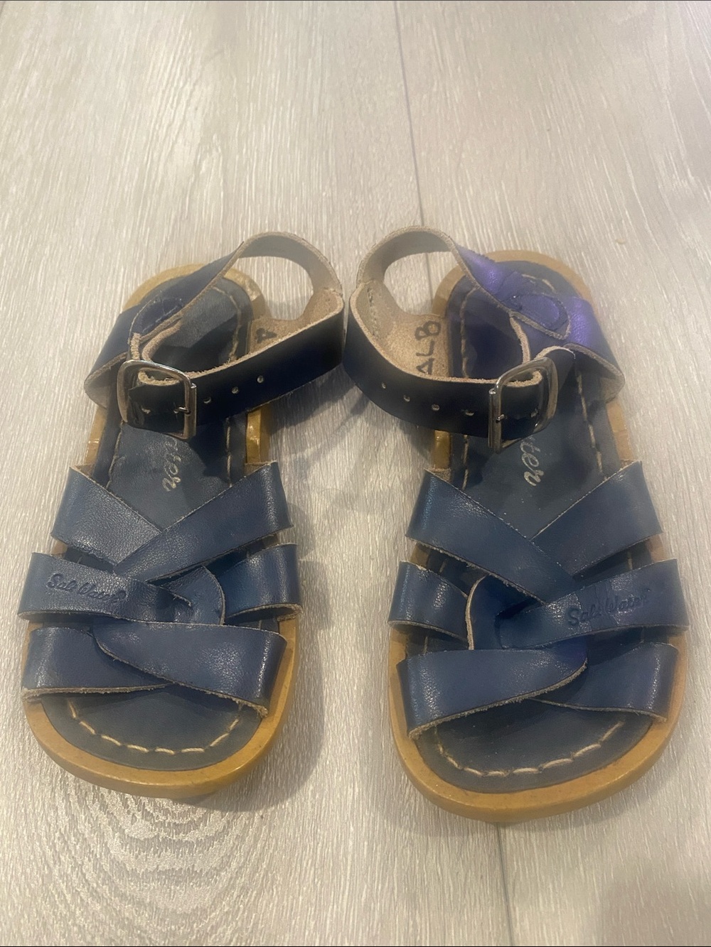 Salt Water Sandals by Hoy Navy Blue Kids Leather Strappy Sandals Sz 9 Girls